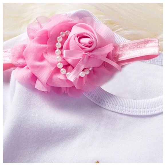 1st Birthday Outfit Onesie Tulle Skirt & Headband - Picture 2 of 8